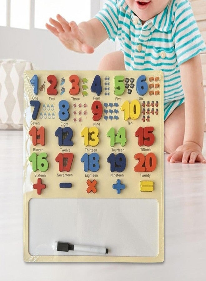 PIXELERA 1 to 20 Numeric and Maths Equations Addition, Subtract, Multiplier and Divide Shapes Puzzle for Kids & Toddlers Educational Tool Wooden with White Drawing Board - Image 4